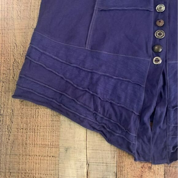 Neon Buddha purple asymmetrical button down long sleeve tunic top -S - Picture 8 of 10